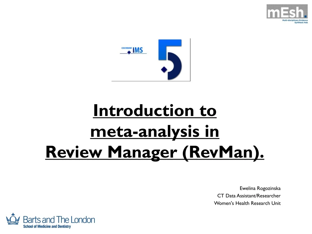 introduction to meta analysis in review manager revman