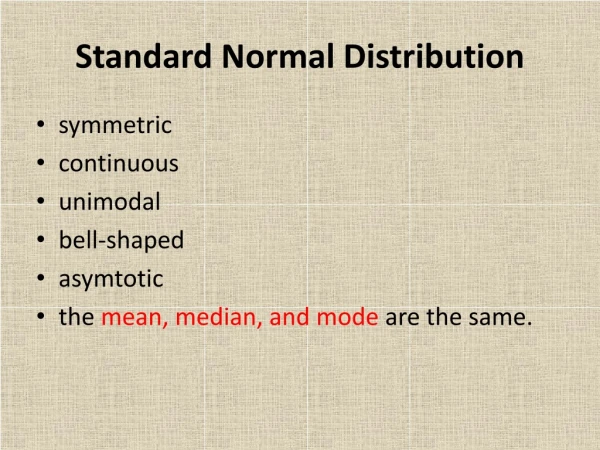 Standard Normal Distribution