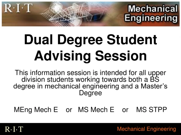 Dual Degree Student Advising Session