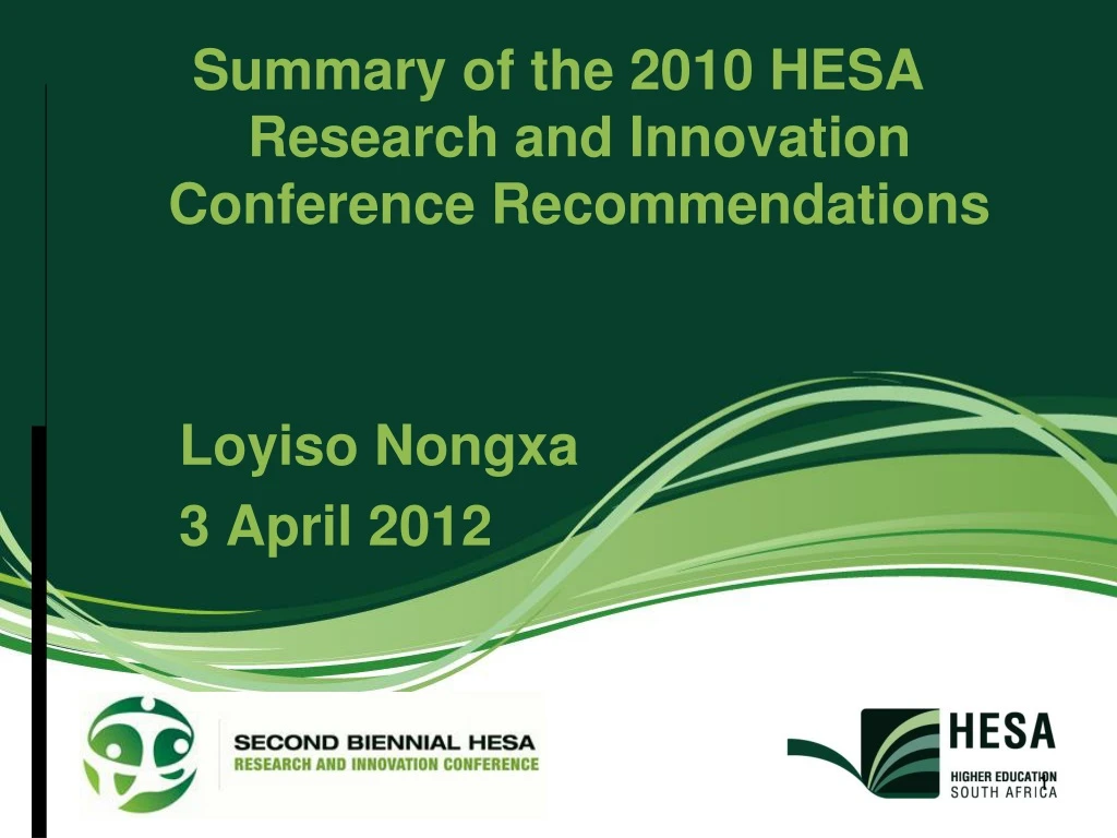 summary of the 2010 hesa research and innovation