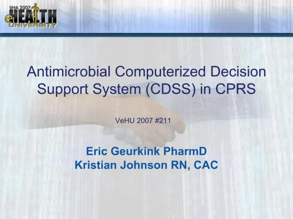 Antimicrobial Computerized Decision Support System CDSS in CPRS