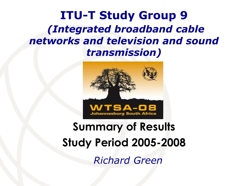 itu t study group 9 integrated broadband cable networks and television and sound transmission