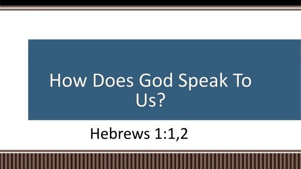 How Does God Speak To Us?