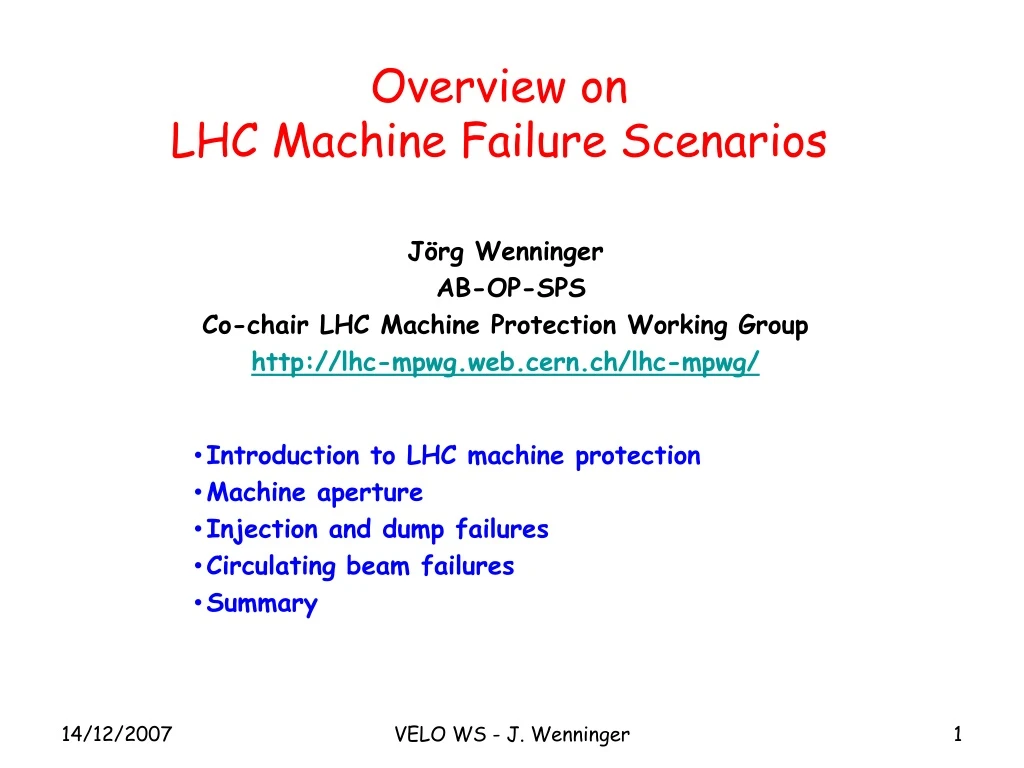 overview on lhc machine failure scenarios