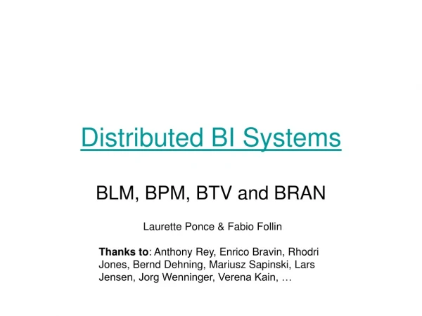 Distributed BI Systems