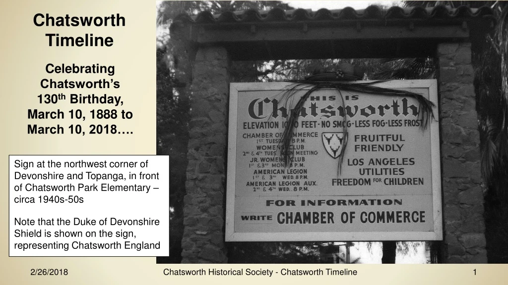 chatsworth timeline