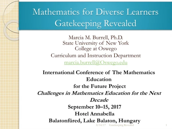 Mathematics for Diverse Learners Gatekeeping Revealed