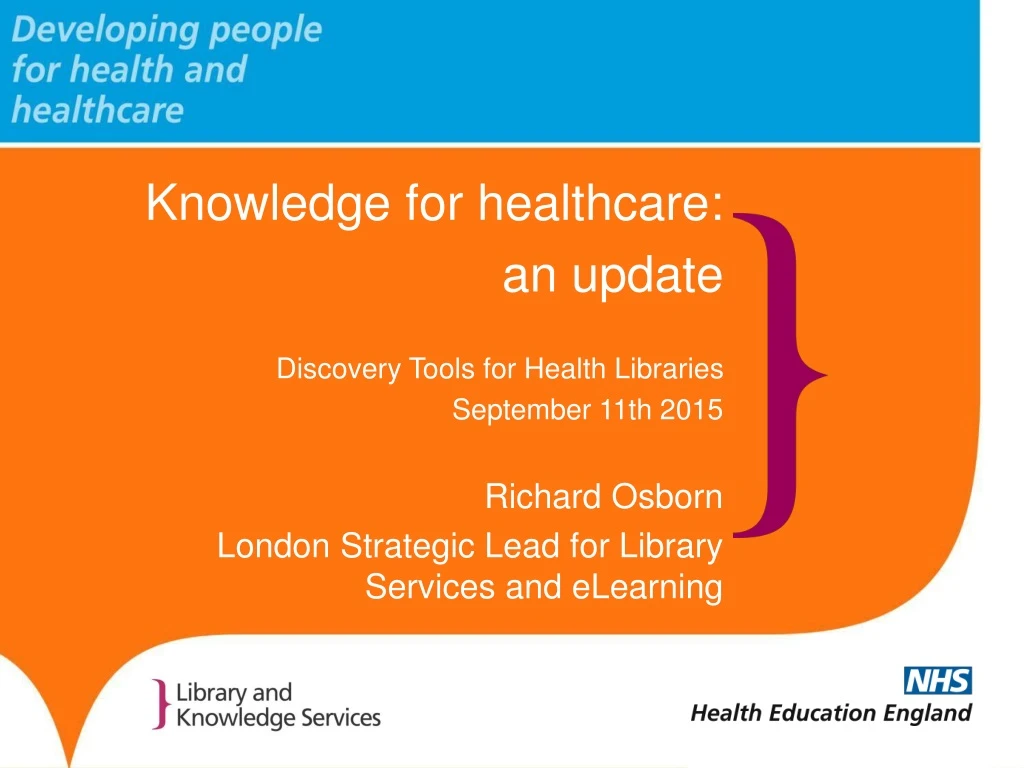 knowledge for healthcare an update discovery