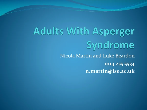 Adults With Asperger Syndrome