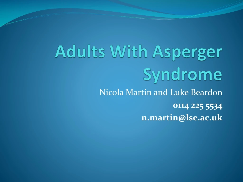 adults with asperger syndrome
