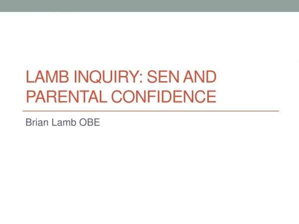 Lamb Inquiry: SEN and Parental Confidence