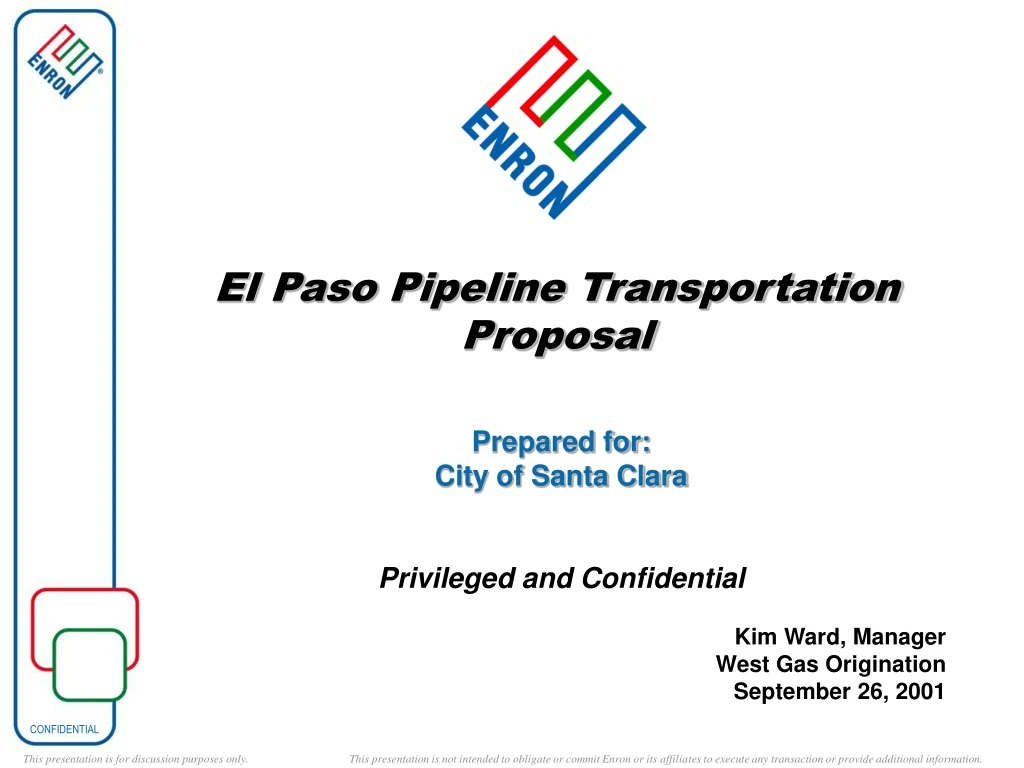 el paso pipeline transportation proposal
