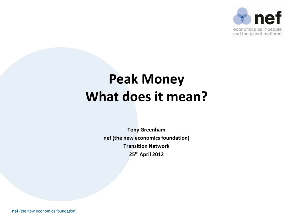 peak money what does it mean