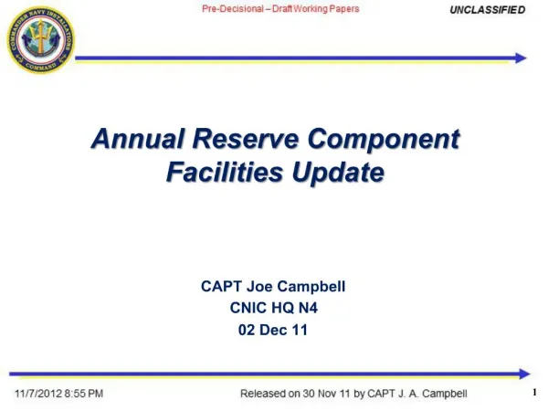 Annual Reserve Component Facilities Update