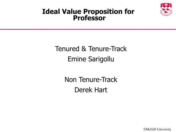 Ideal Value Proposition for   Professor