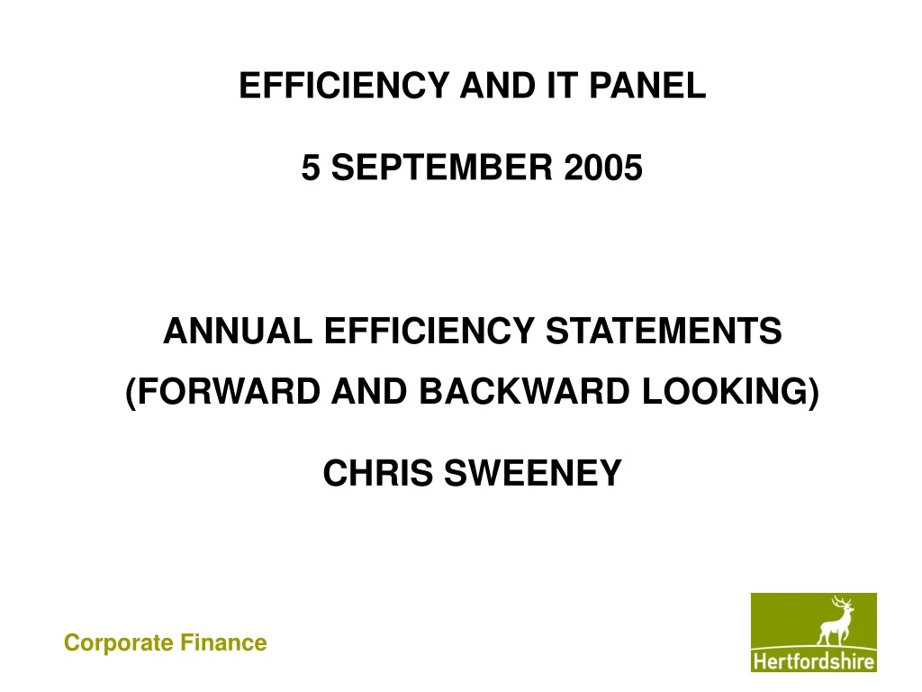 efficiency and it panel 5 september 2005 annual