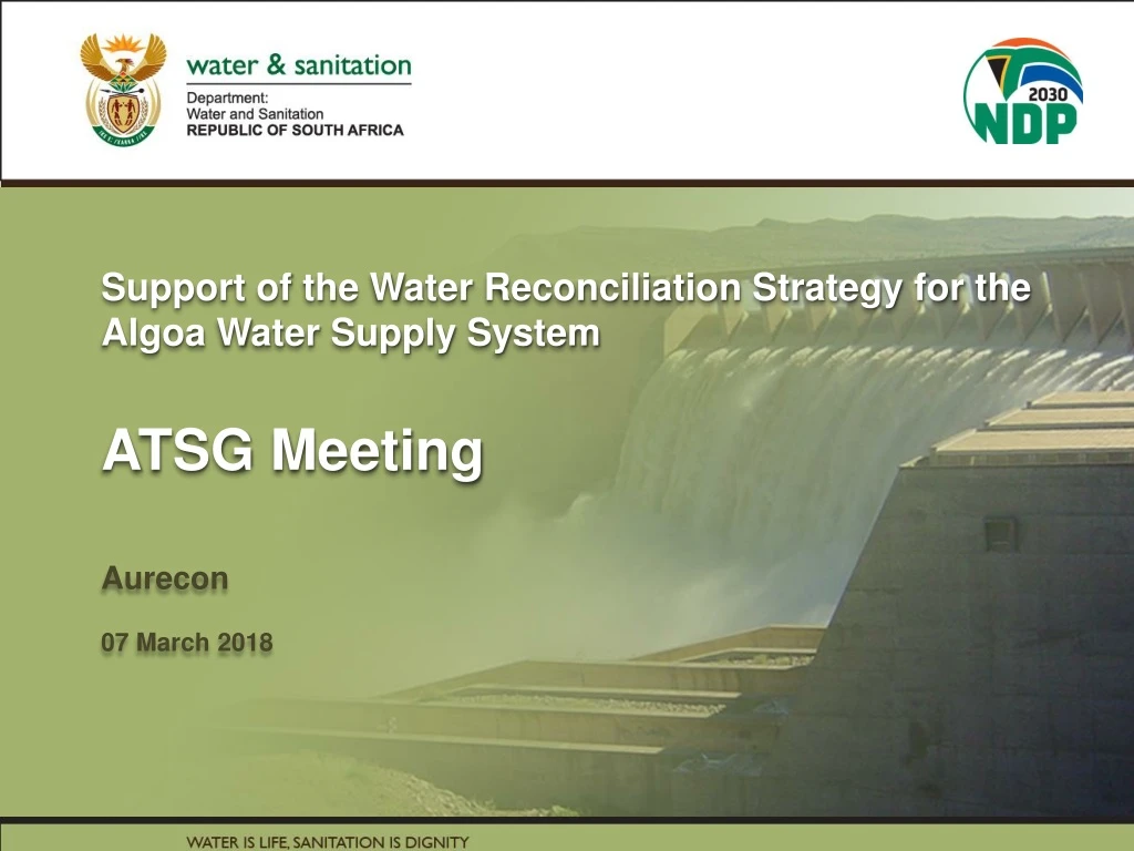 support of the water reconciliation strategy