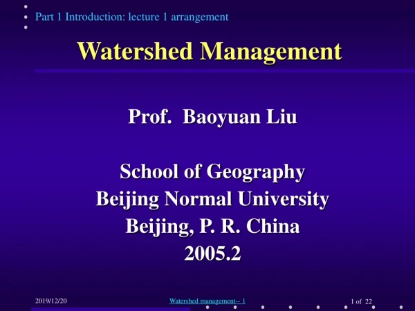 Watershed Management