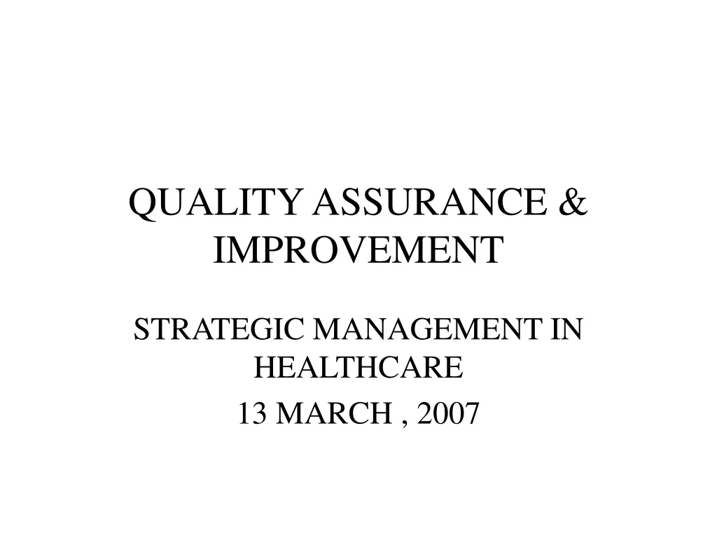 quality assurance improvement