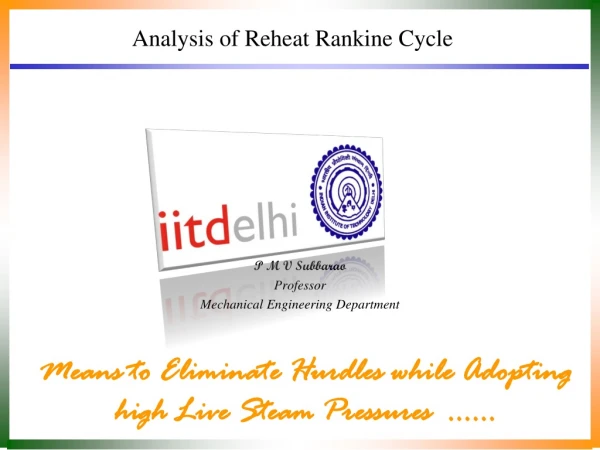 Analysis of Reheat Rankine Cycle