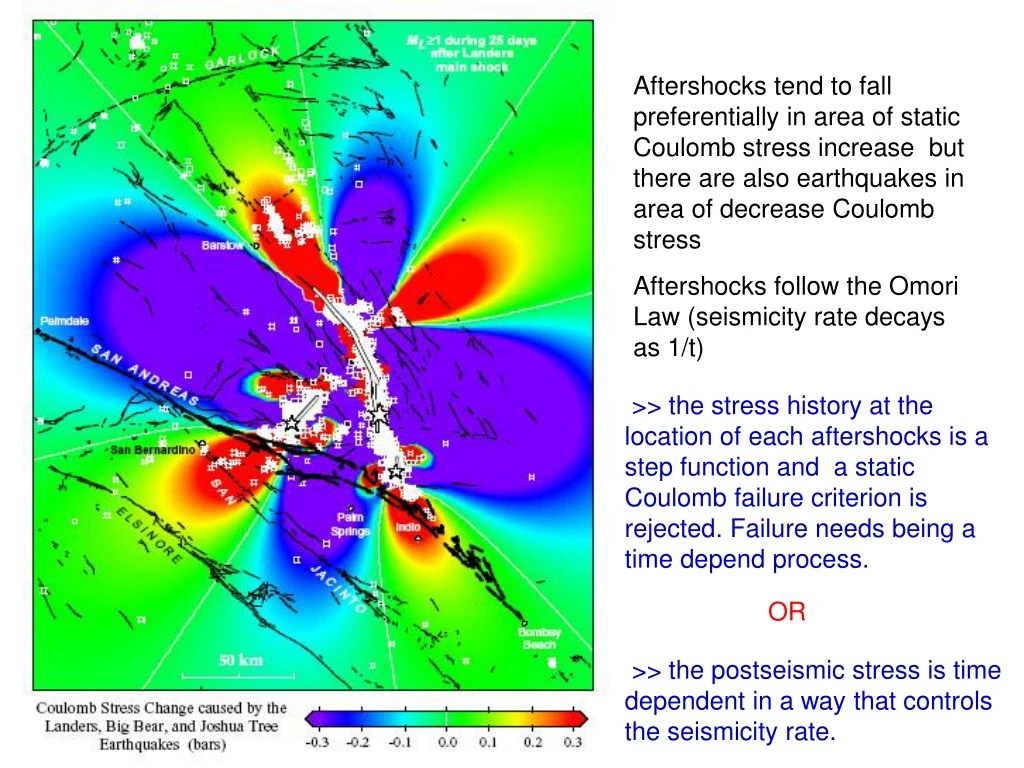 aftershocks tend to fall preferentially in area