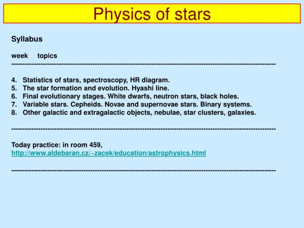 Physics of stars