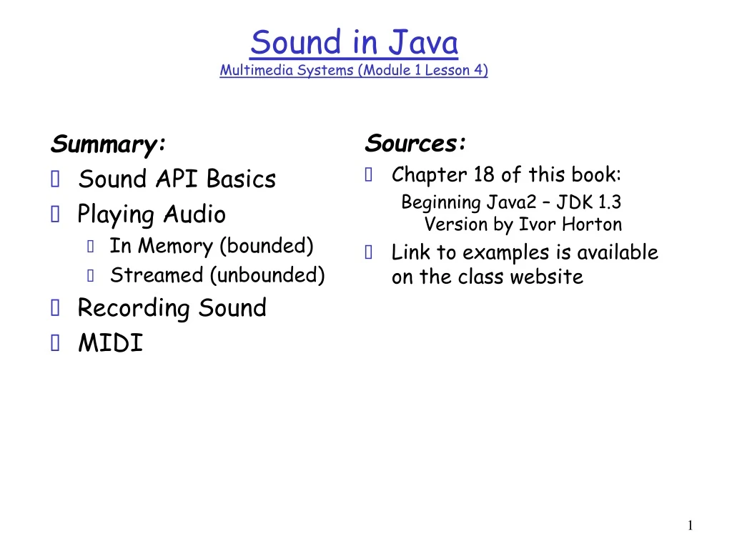 sound in java multimedia systems module 1 lesson 4