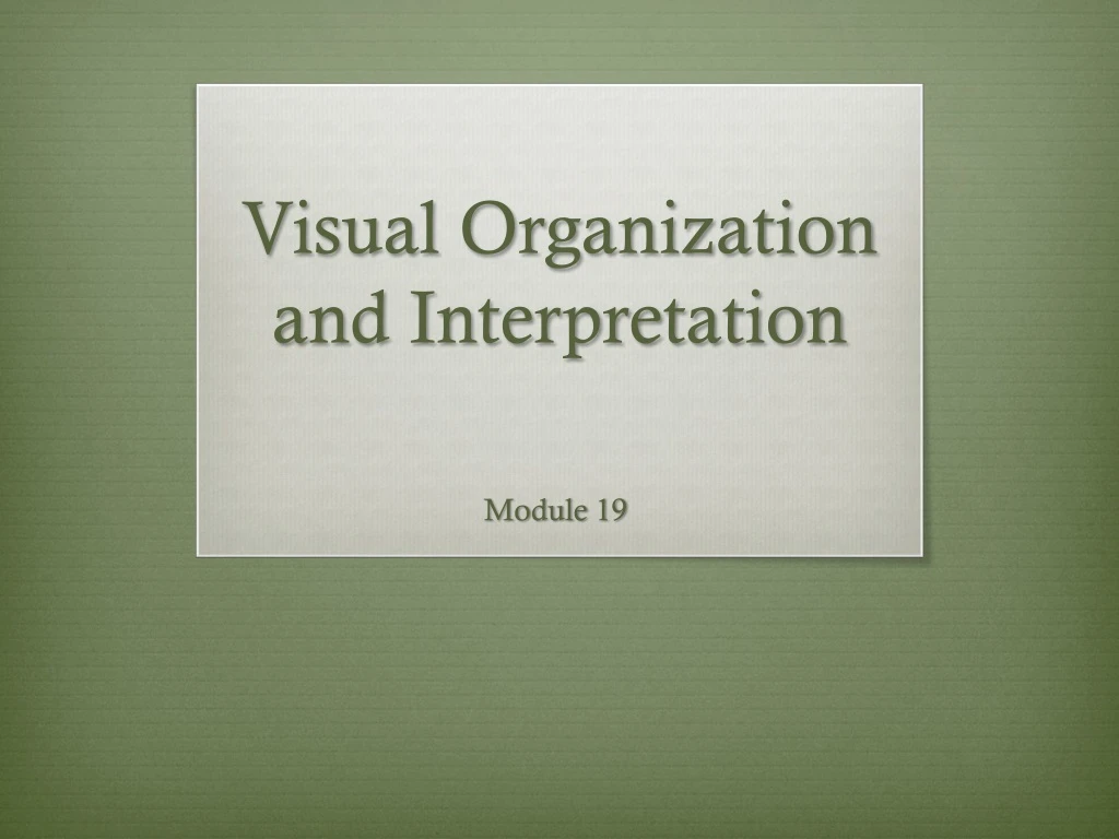 visual organization and interpretation