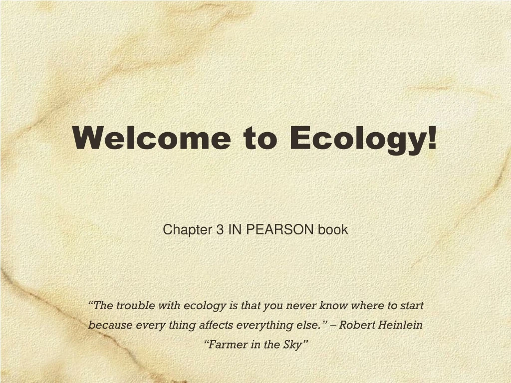 welcome to ecology