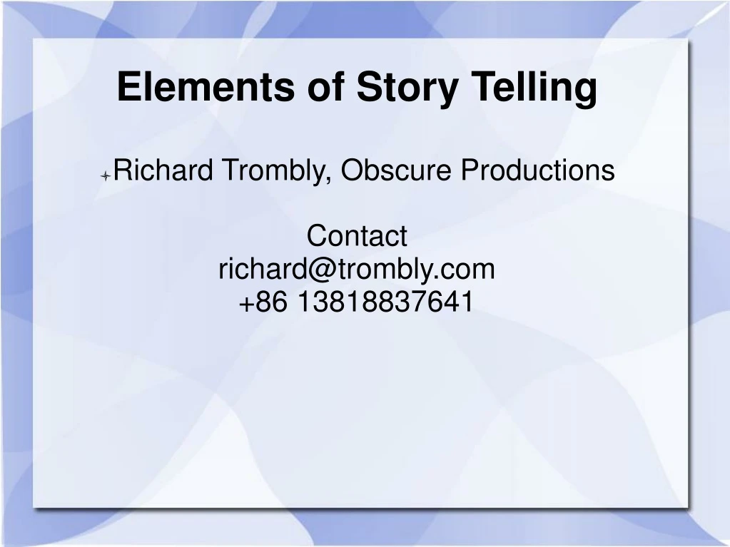 elements of story telling