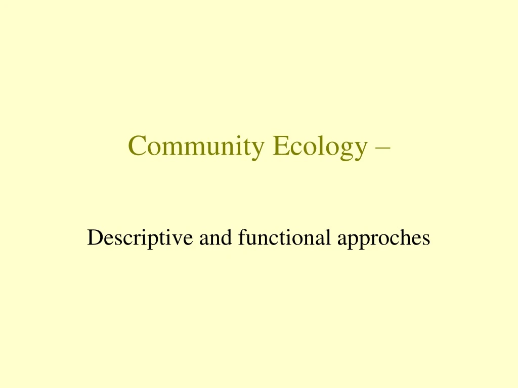 community ecology