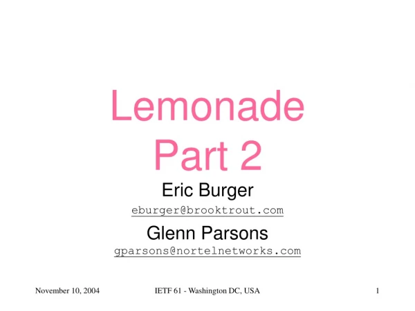 Lemonade Part 2