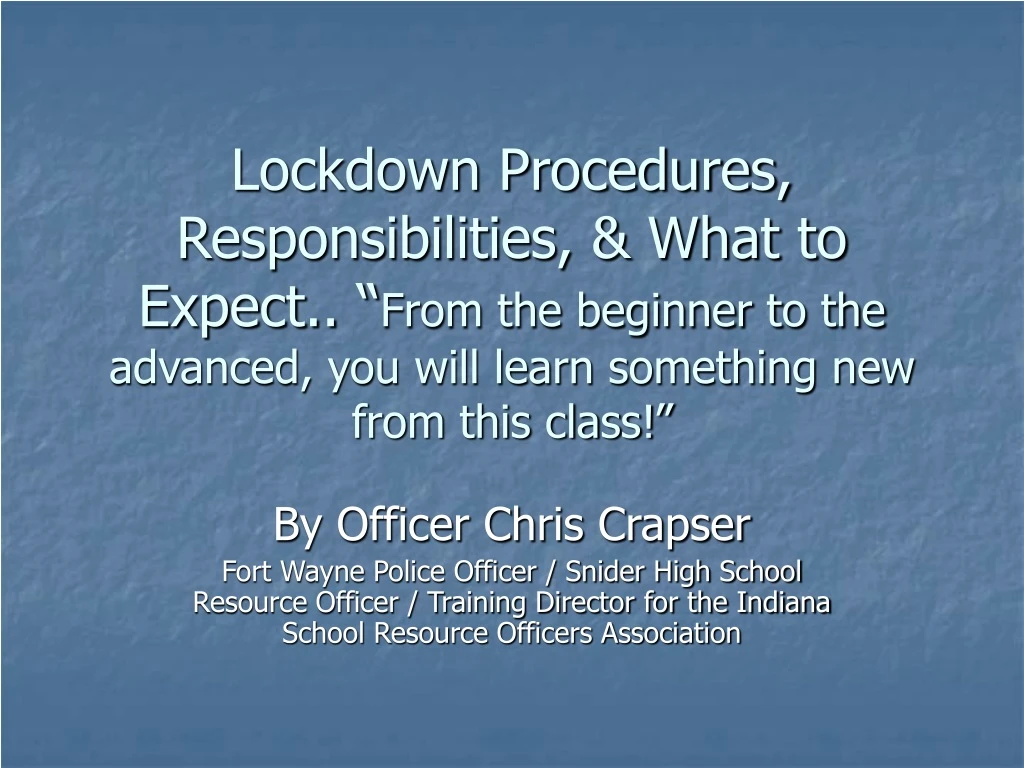 lockdown procedures responsibilities what