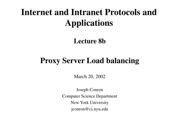 Internet and Intranet Protocols and Applications