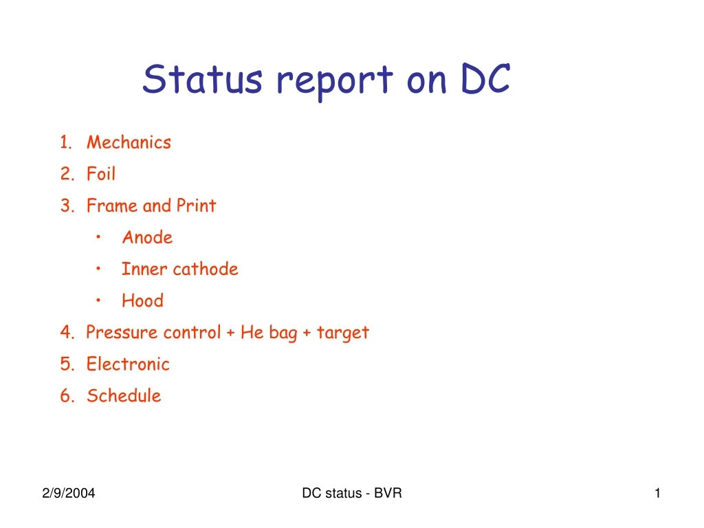 status report on dc