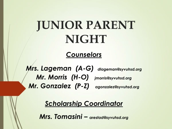 JUNIOR PARENT NIGHT