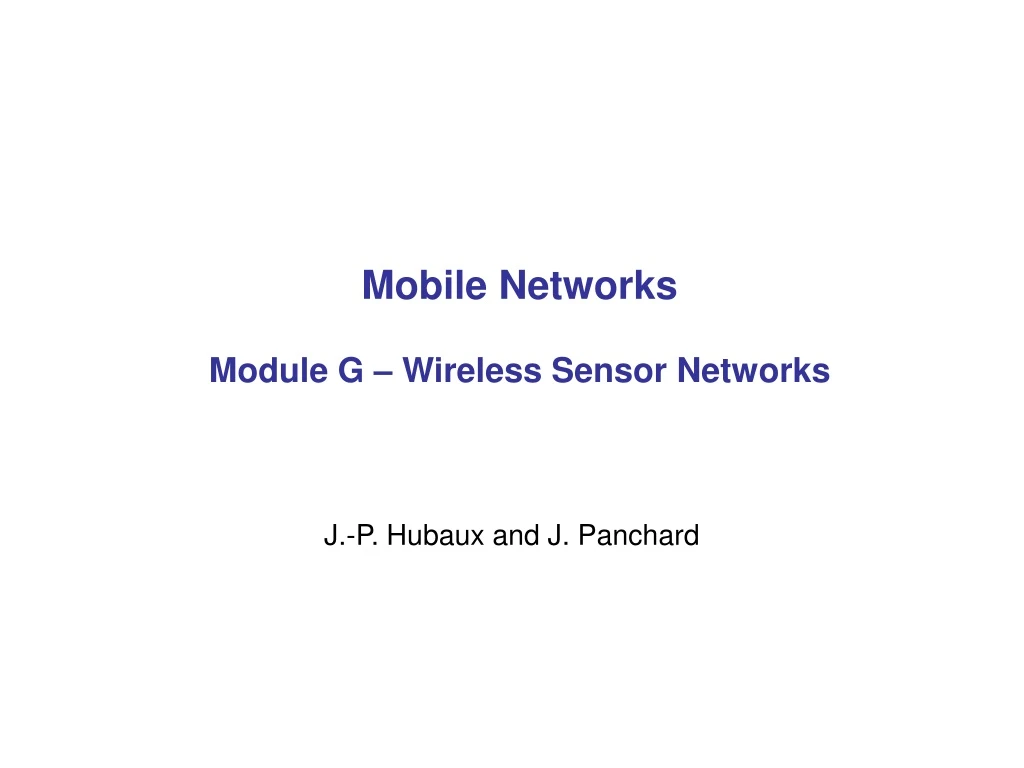 mobile networks module g wireless sensor networks