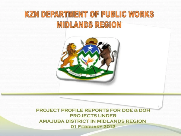PROJECT PROFILE REPORTS FOR  DOE &amp; DOH PROJECTS UNDER  AMAJUBA DISTRICT IN MIDLANDS REGION