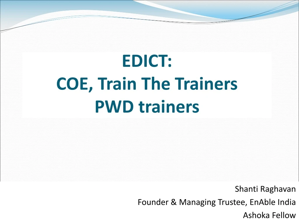 edict coe train the trainers pwd trainers