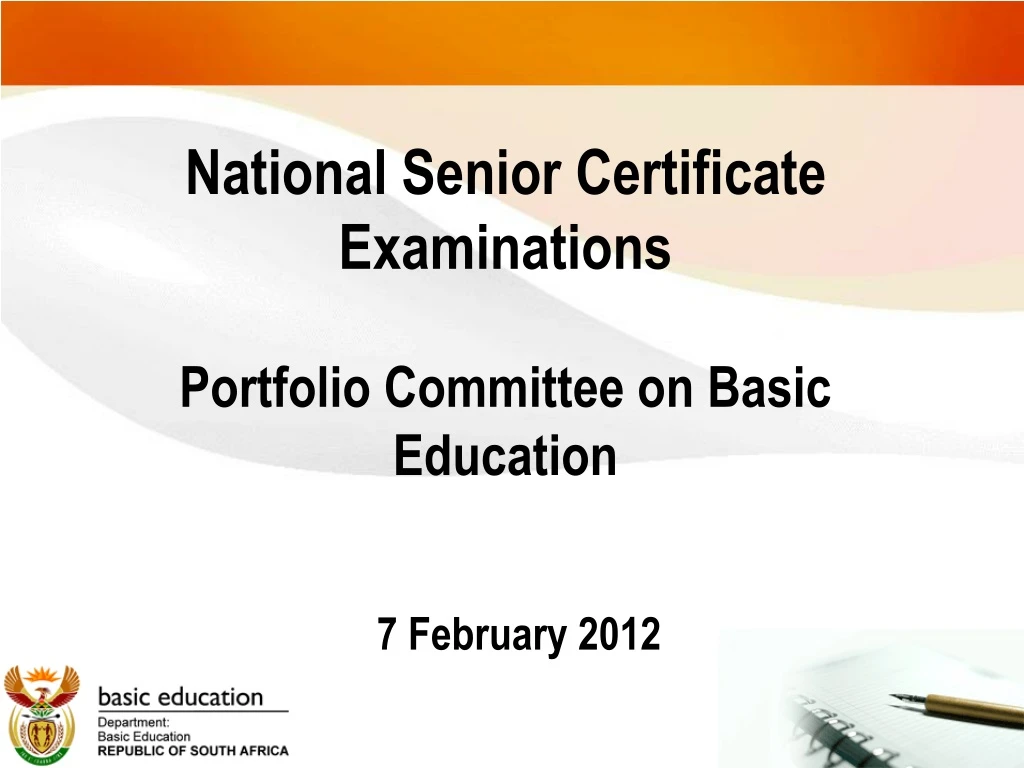 national senior certificate examinations portfolio committee on basic education