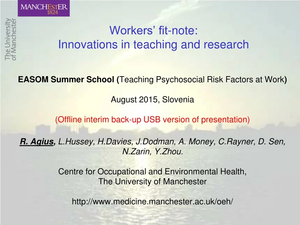 workers fit note innovations in teaching and research