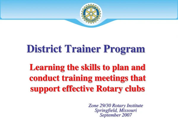 District Trainer Program