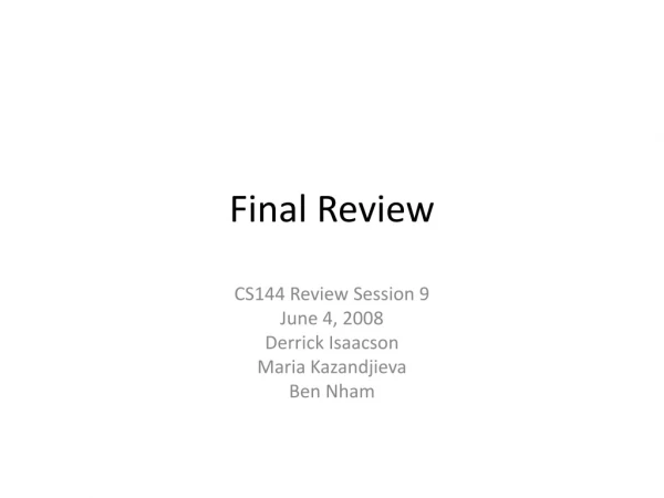 Final Review