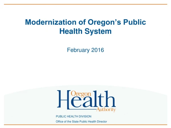 Modernization of Oregon’s Public Health System