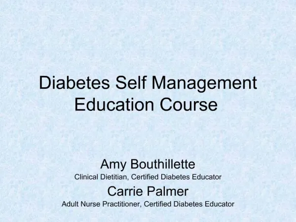 Diabetes Self Management Education Course