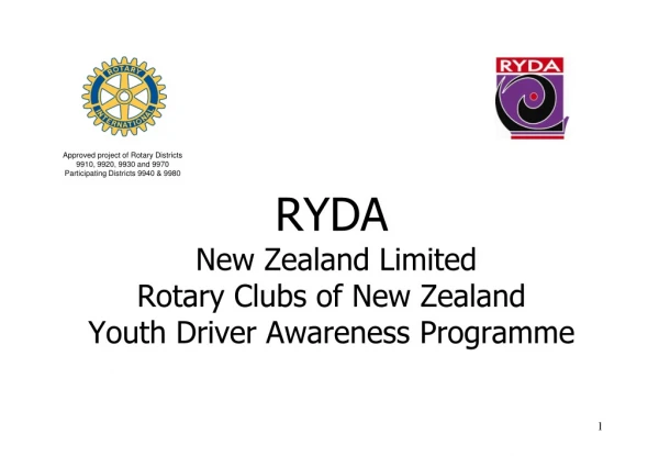 RYDA  New Zealand Limited Rotary Clubs of New Zealand Youth Driver Awareness Programme