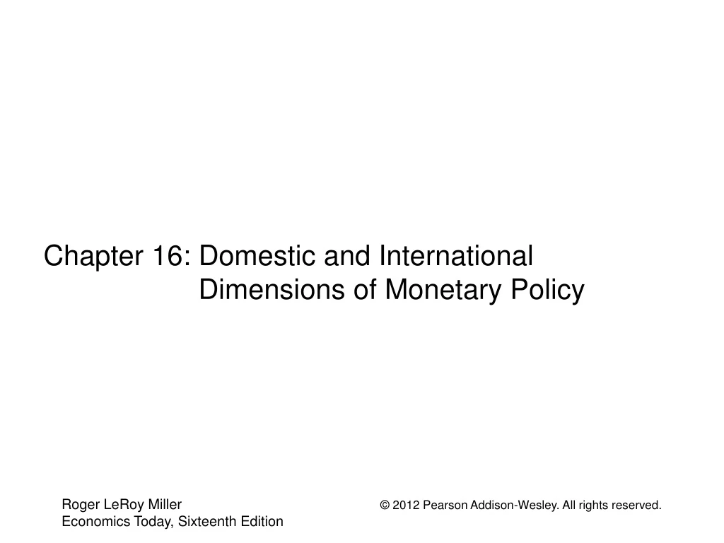 chapter 16 domestic and international dimensions of monetary policy