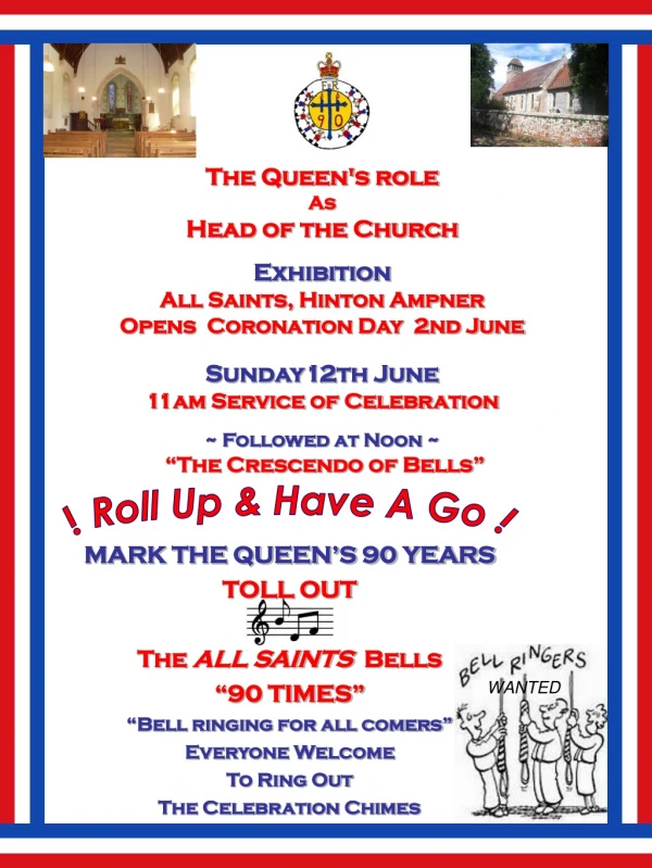MARK THE QUEEN’S 90 YEARS TOLL OUT  The  ALL SAINTS   Bells “90 TIMES”
