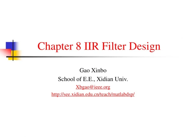 Chapter 8 IIR Filter Design