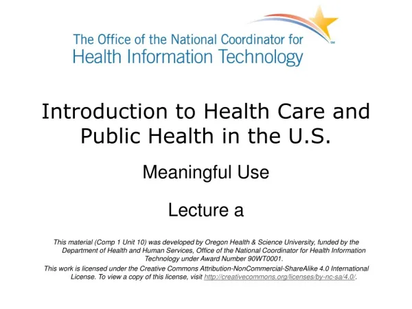 Introduction to Health Care and Public Health in the U.S.